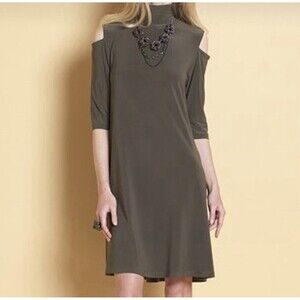 Clara sun woo Olive Cold Shoulder Mock Neck Tunic/Dress Size M